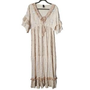 ME2MAGIC Boho Lace Maxi Dress Cottagecore Festival Stevie Nicks Fairycore L